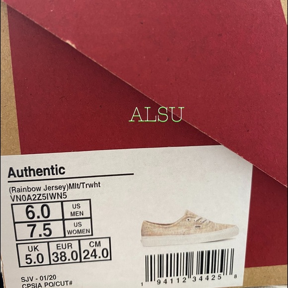 🌸Sale🌸 VANS Authentic Canvas Rainbow Jersey Women’s Sneak Size 6 VN0A2Z5IWN5 - Picture 9 of 9